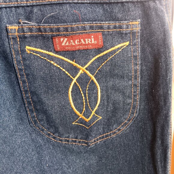 Vintage Mens Disco Jeans 30x31 80's Mens ZACARI embroidered DISCO POCKET DENIM - Picture 2 of 7